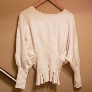 H&M Creamy White Peplum Sweater/Top Cuffed Sleeves
